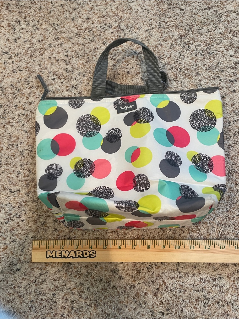 Thirty-One Polka Dot Multicolor Insulated Tote Bag Lunch Bag